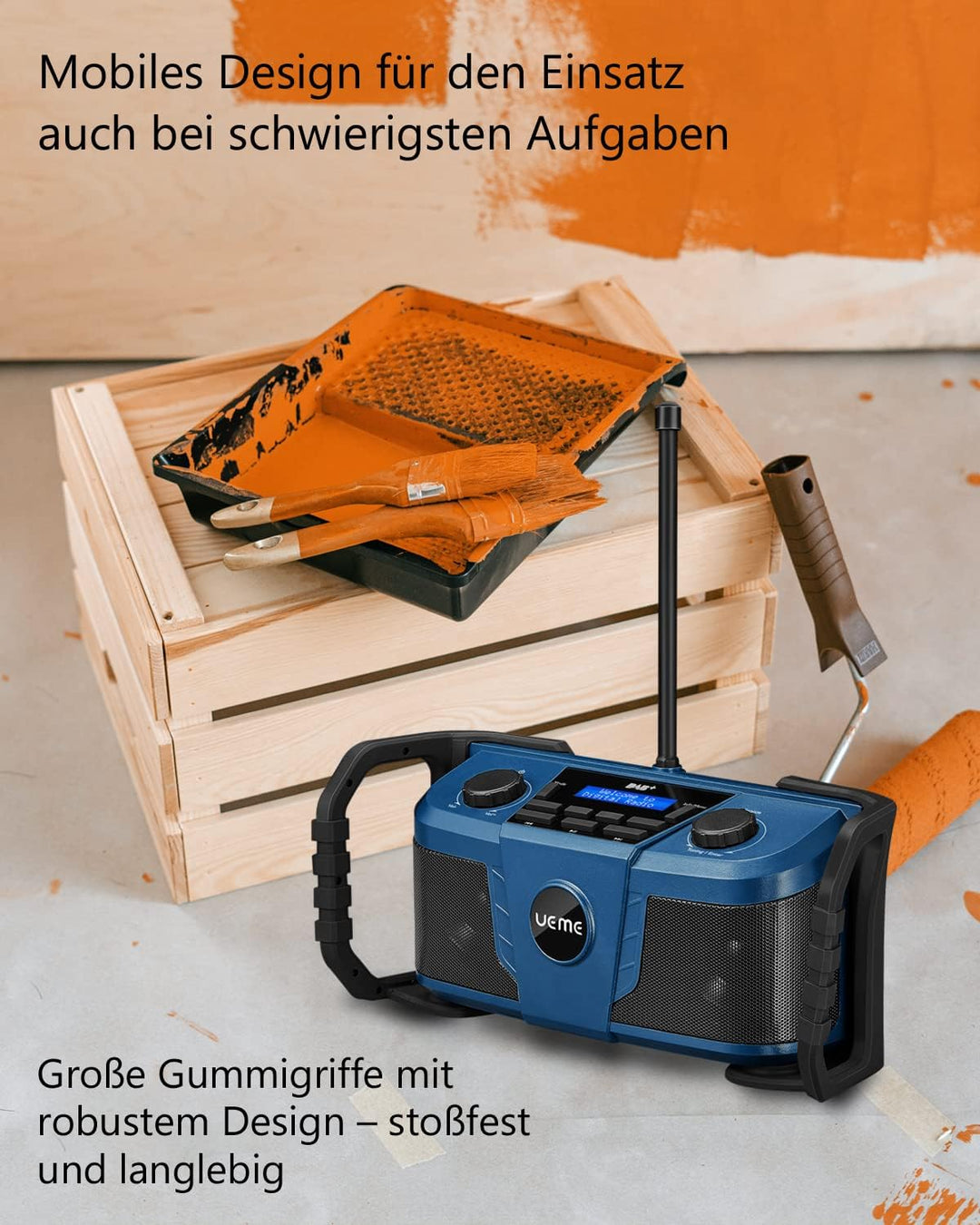 Baustellenradio DAB+ DAB FM Radio, Digitalradio mit Bluetooth und Wecker und Dimmer, Robustes DAB Pl