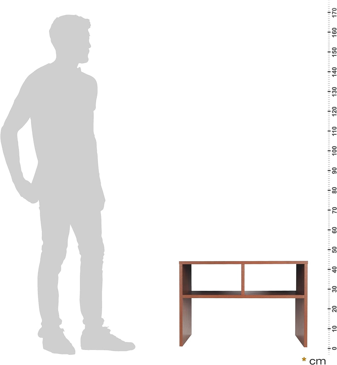 RICOO Couchtisch mit Stauraum 65 x 45 x 45 cm, Couchtisch Holz, Wohnzimmertisch für Couch Eiche Rust