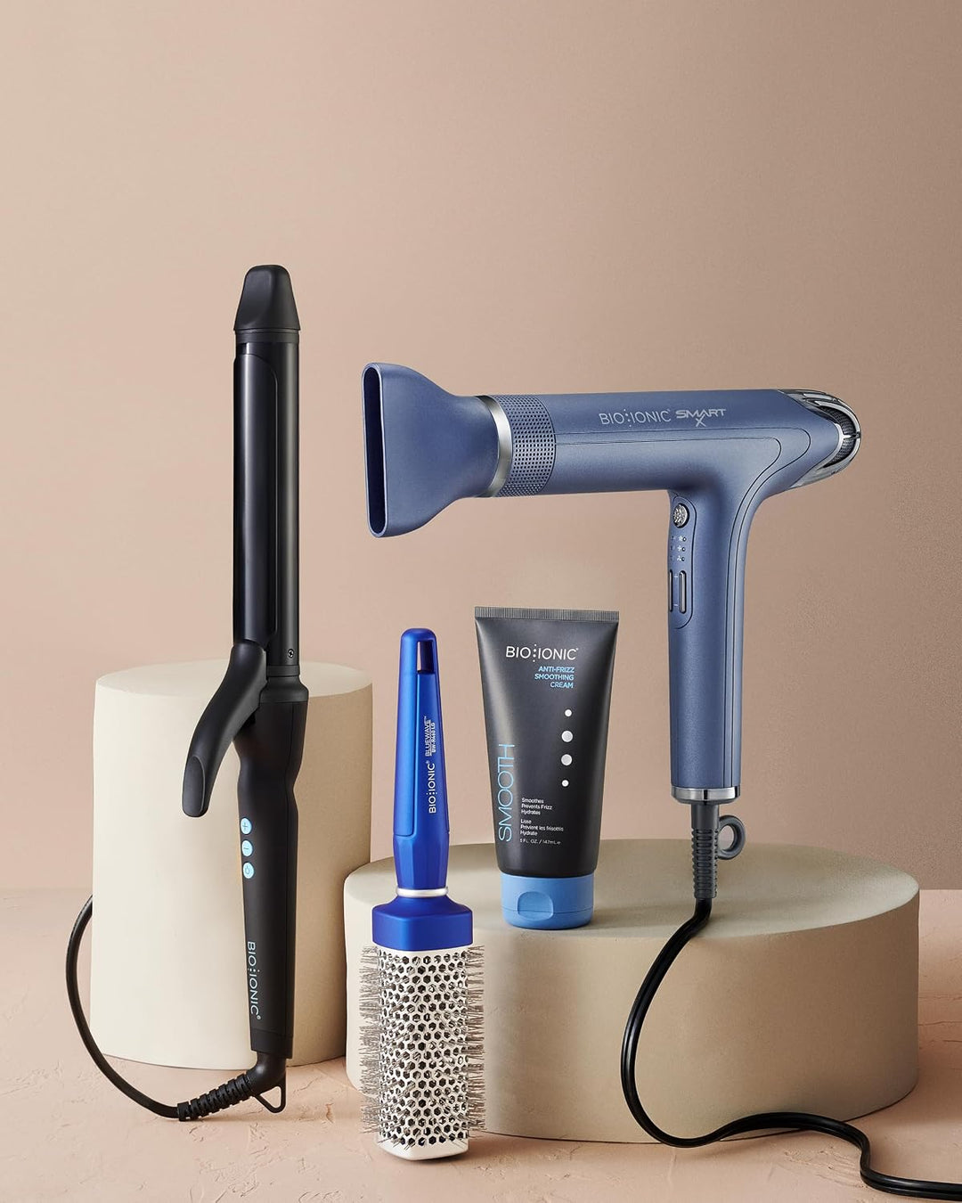 Bio Ionic BlueWave Round Brush Small, NanoIonic Conditioning Brush, Crimped bristles for added tensi