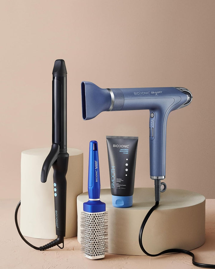 Bio Ionic BlueWave Round Brush Small, NanoIonic Conditioning Brush, Crimped bristles for added tensi