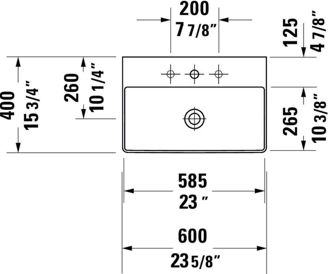 Duravit Möbelwaschtisch Compact DuraSquare 60x40cm, o. ÜL, m HLB, o. HL, we WG