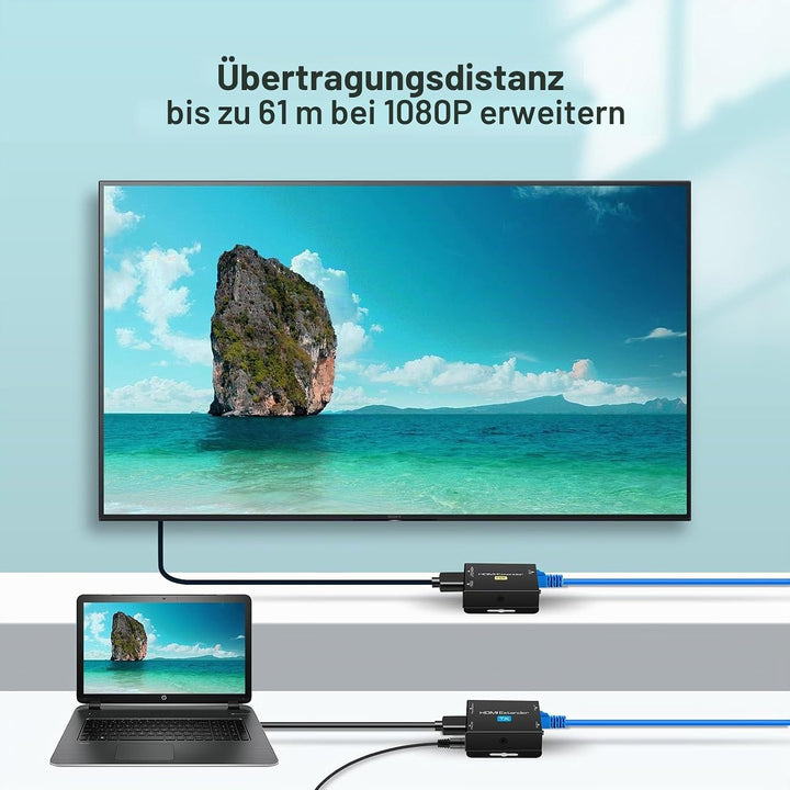 VPFET HDMI Extender 200ft HDMI zu RJ45 Ethernet über Cat5e/Cat6 Kabel Übertragung HDMI Transmitter R