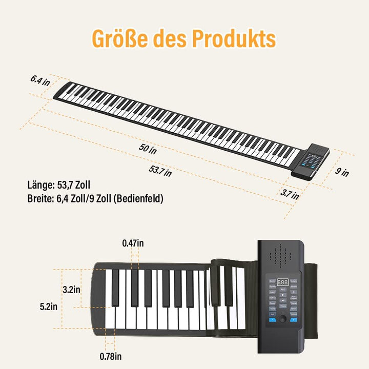 OYAYO Rollpiano 88 Tasten Roll Up Piano Keyboard Unterstützt MIDI mit 128 Tönen und Rhythmen, Rollkl