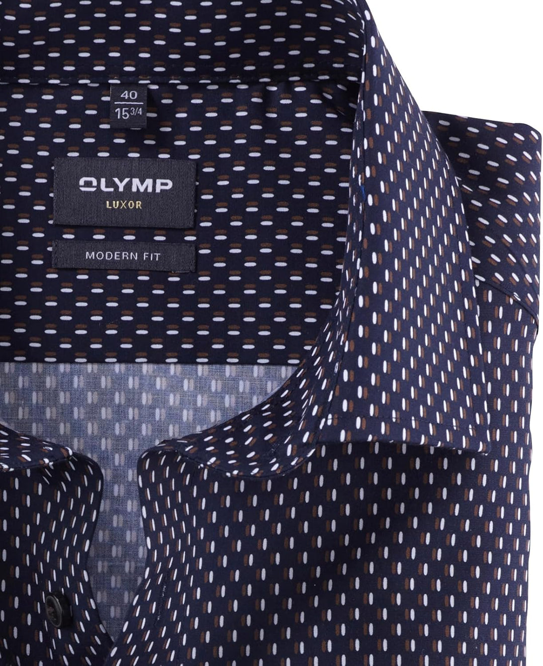 OLYMP Herren Businesshemd Langarm Luxor,Rotationsdruck,modern fit,Global Kent 37 Braun 28, 37 Braun