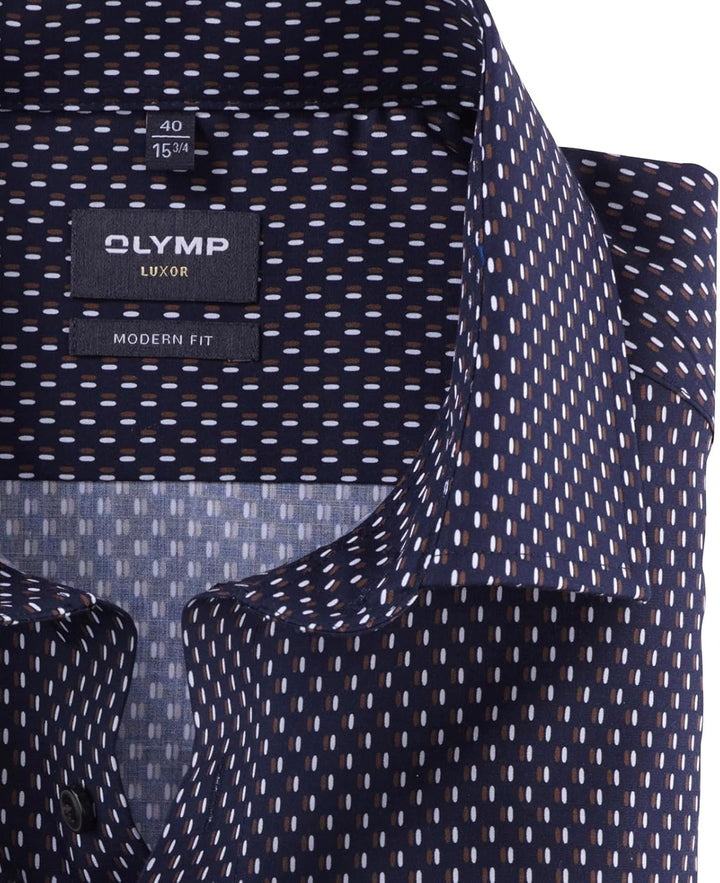 OLYMP Herren Businesshemd Langarm Luxor,Rotationsdruck,modern fit,Global Kent 37 Braun 28, 37 Braun