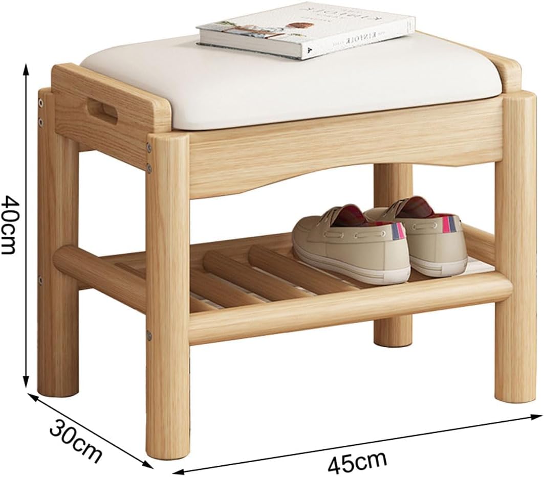 Schuhbank Holz mit Sitzfläche, Sitzbank mit Stauraum Holz, Schuhschrank Klein mit Sitzbank, Schuhreg