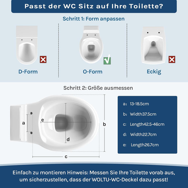 WOLTU Toilettendeckel mit Absenkautomatik MDF, Toilettensitz Klodeckel Klobrille WC Sitz O-Form mit