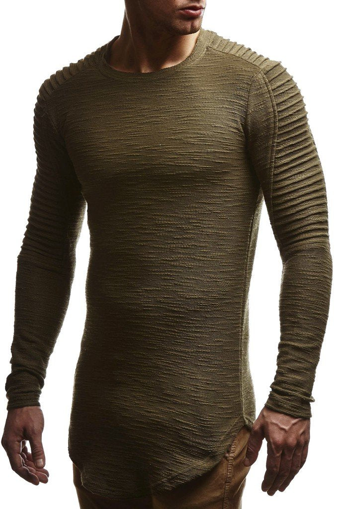 Leif Nelson Herren Pullover Rundhals-Ausschnitt Schwarzer Männer Longsleeve dünner Pulli Sweatshirt