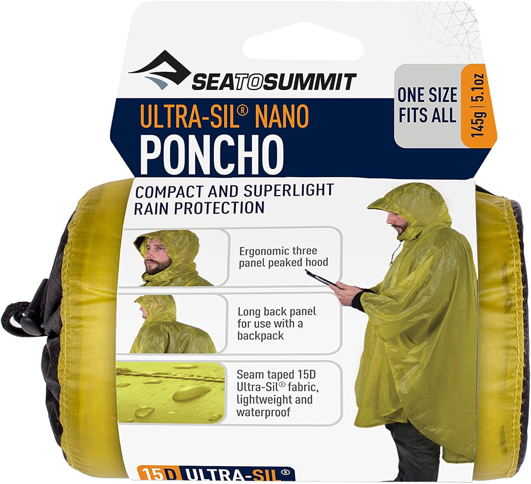 Sea to Summit 15D Poncho - Wasserdichter Regenponcho Einheitsgrösse Grosse Grössen Limettengrün, Ein