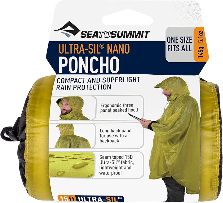 Sea to Summit 15D Poncho - Wasserdichter Regenponcho Einheitsgrösse Grosse Grössen Limettengrün, Ein