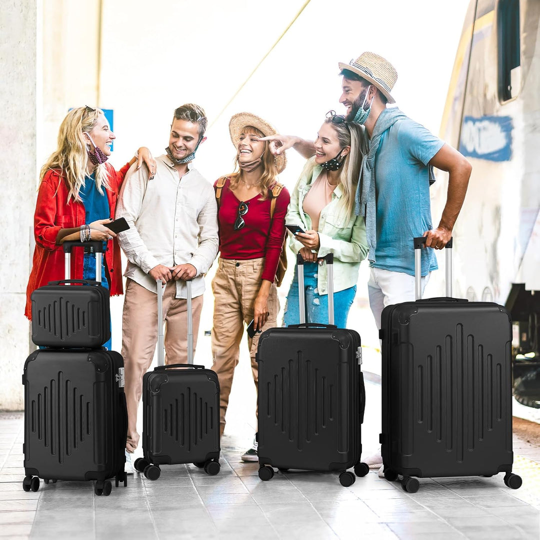 LALAHO Kofferset 5 teilig, Reisekoffer Set mit Kosmetikkoffer, Hartschalen Koffer Set aus ABS, Gepäc