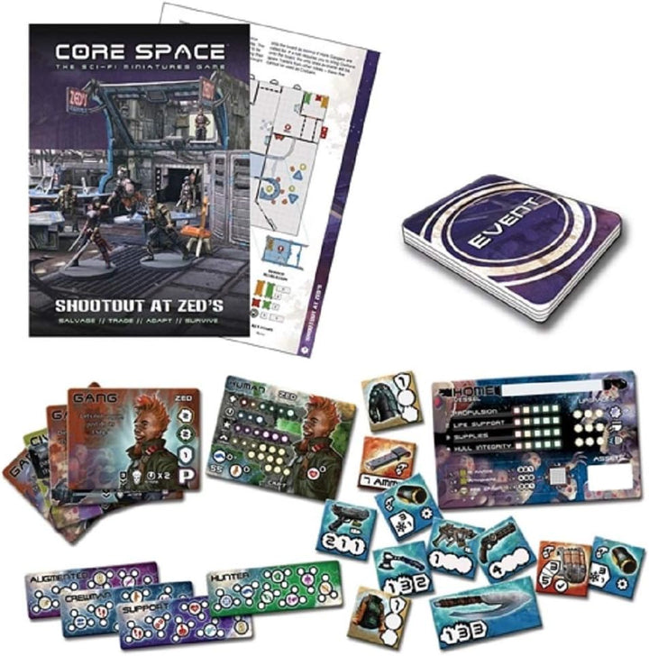 Battle Systems Core Space Shootout at Zed’s Expansion Set - Miniaturen - Brettspiel - Ereigniskarten