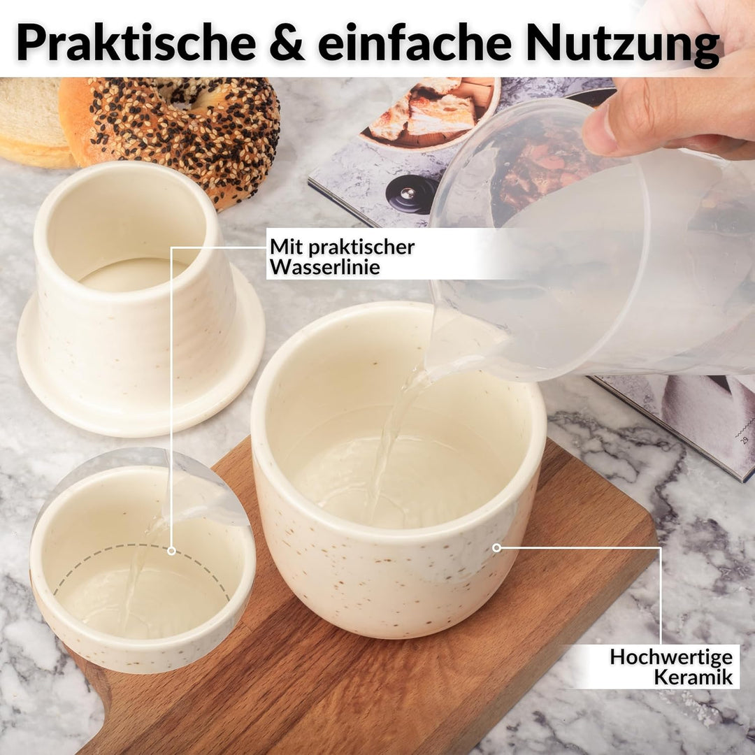 DEKAZIA® Französische Butterdose Wassergekühlt | Butterglocke, Butterfass, Französischer Buttertopf,