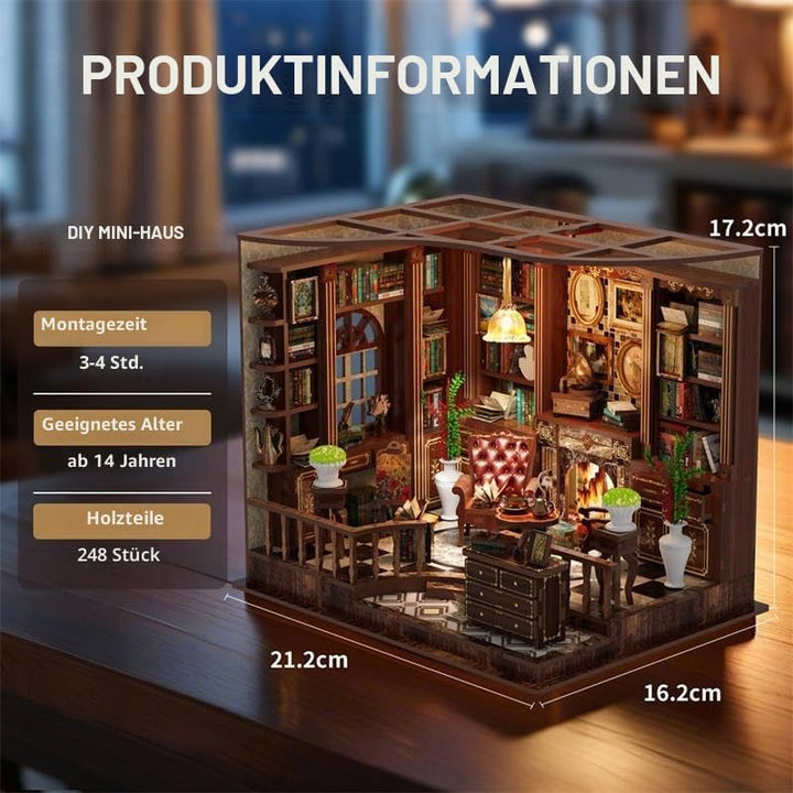 Book Nook Kit für Erwachsene - CRIOLPO DIY Miniatur Haus Holzpuzzle 3D Puppenhaus - Buchstütze für B
