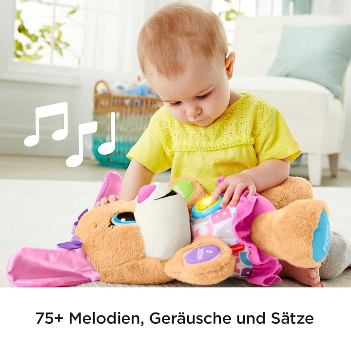 Fisher-Price Lernspass Hundefreundin, sprechendes, singendes Kuscheltier, Baby Spielzeug ab 6 Monate