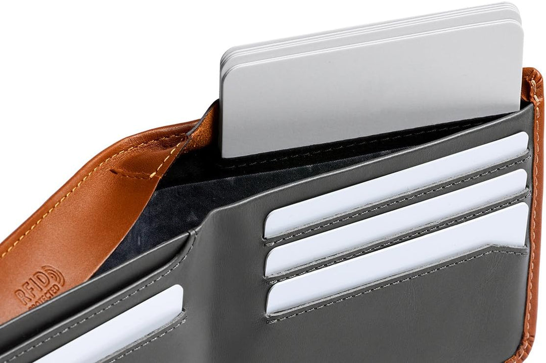Bellroy Hide & Seek – dünne, klassische Lederbörse, optionaler RFID-Schutz (max. 12 Karten plus Sche