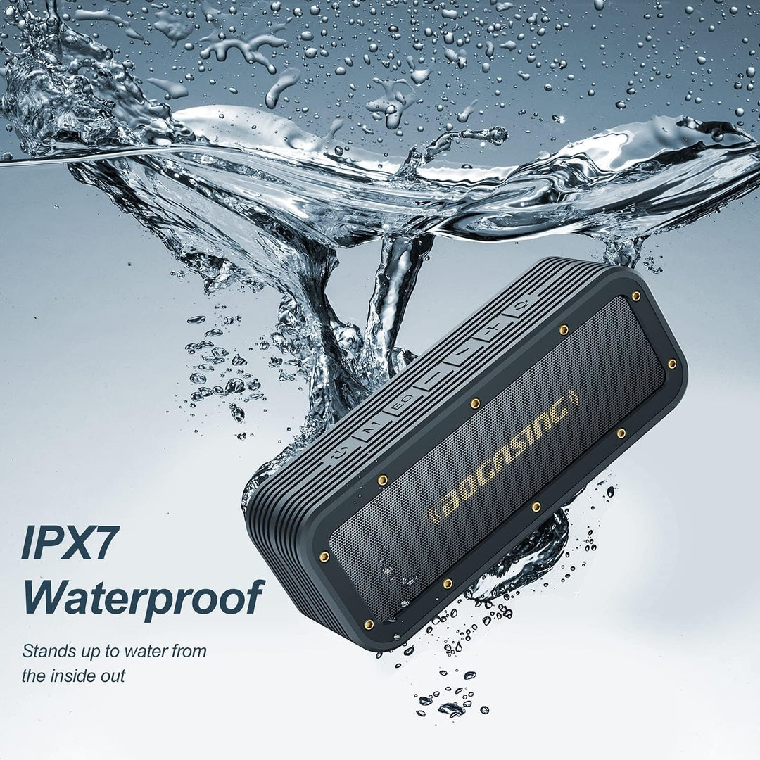 BOGASING Bluetooth Lautsprecher M4 Tragbarer Musikbox, IPX7 Wasserdicht, 40W Stereo Sound mit Dualen