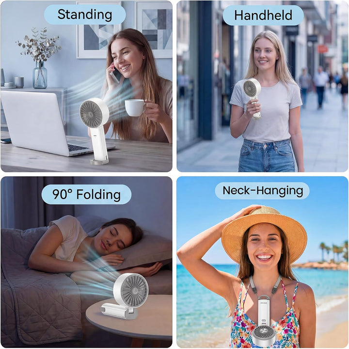 iEGrow Handventilator, Tragbarer USB Aufladbarer Mini Ventilator mit 3 Geschwindigkeitsstufen, Faltv