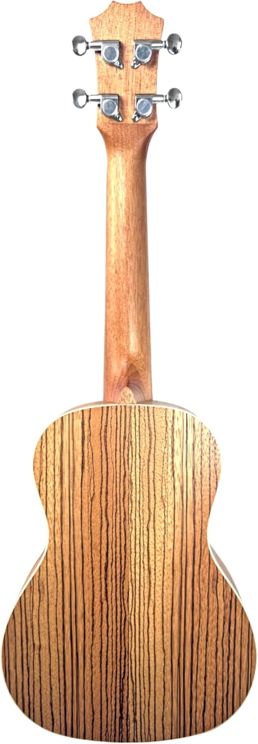 Alp-Gold Ukulele Konzert Zebrano mit Tasche, Lehrbuch und Stimmgerät aus Südtirol/Italien 3.Zebrano,