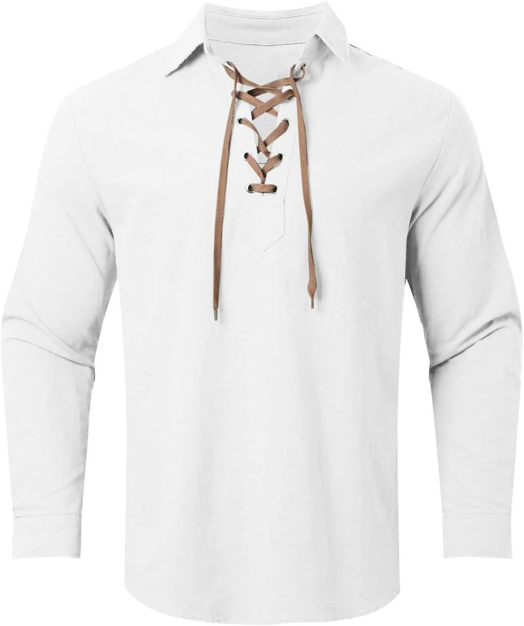 Steampunk Herren, Wikinger Cosplay Mittelalter Hemd Langarm Schwarz Leinen Shirt 4XL Römer Sommerhem