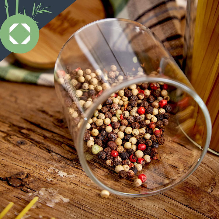 bambuswald© Gewürzgläser Set 10 Stück - Gewürzdosen mit je 150ml Volumen, inkl. luftdichten Bambus-D