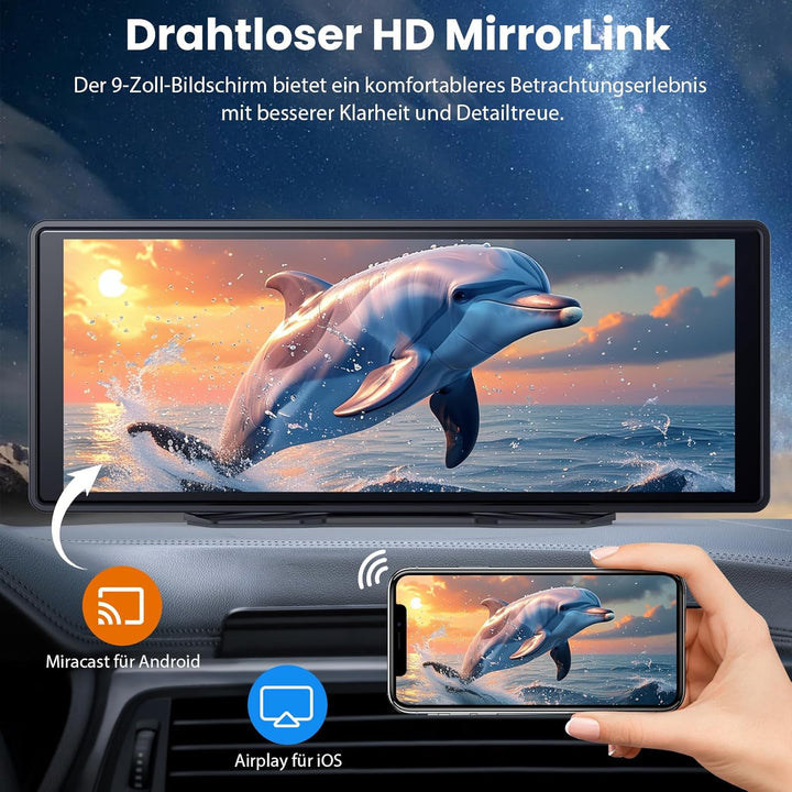 CarPlay Bildschirm, Wireless Android Auto Display mit GPS Navigationsgeräte, Bluetooth Freisprechein