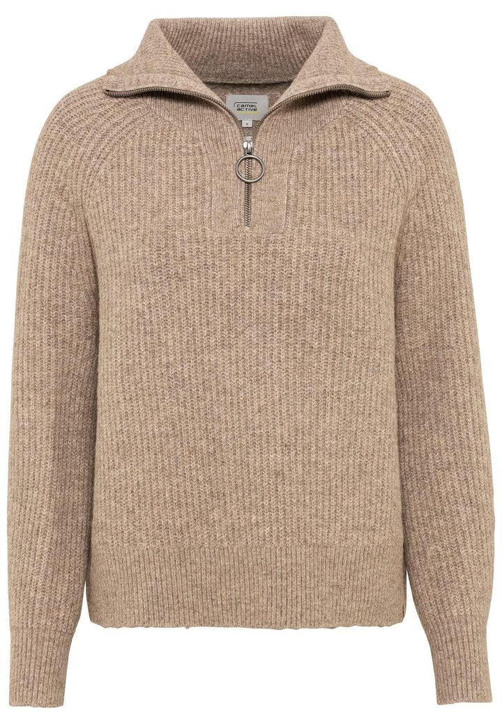 camel active Damen Stricktroyer mit Stehkragen M Braun, M Braun
