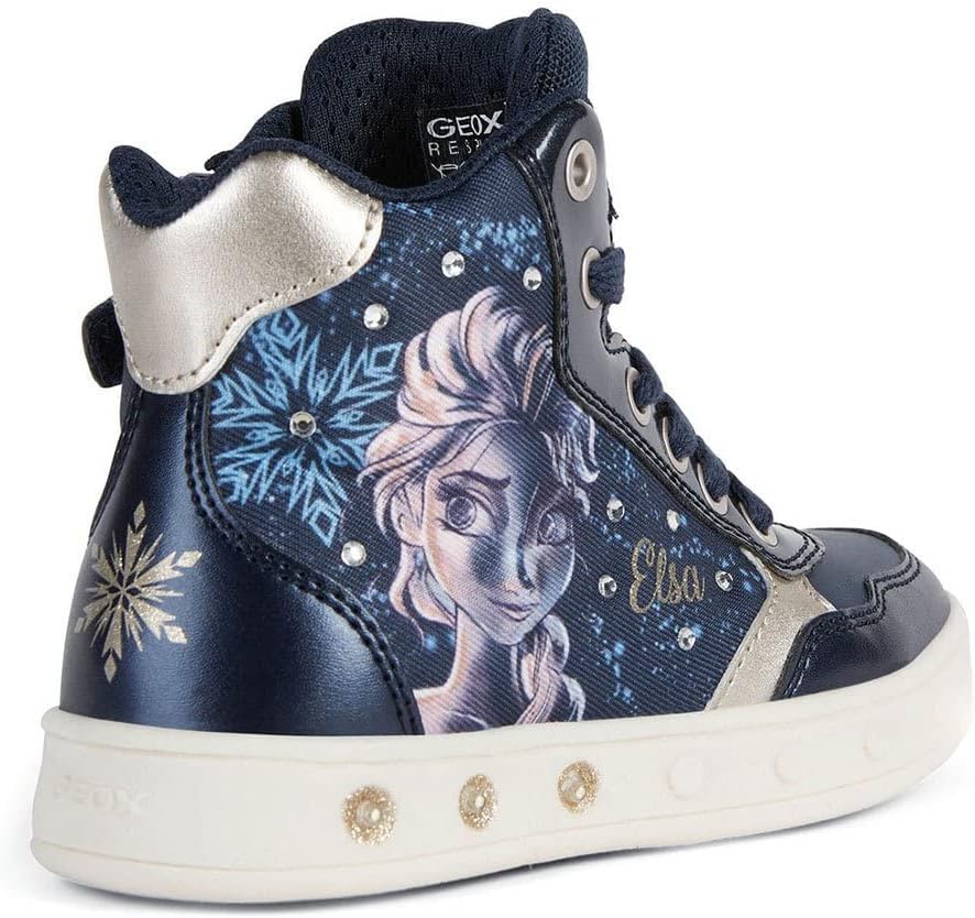 Geox Mädchen J Skylin Girl E Sneakers 34 EU Navy Platinum, 34 EU Navy Platinum