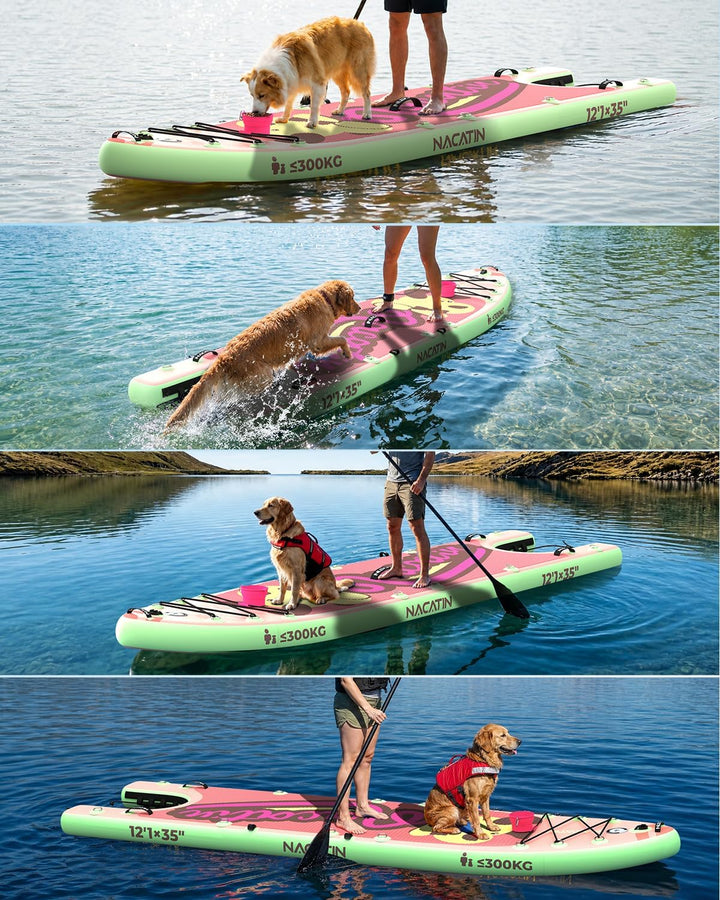 NACATIN 12'/366cm aufblasbares SUP Board mit Hunderampe, breites 36"/91cm Stand Up Paddling Board mi
