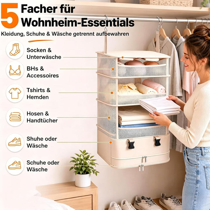 SUGODA Koffer Organizer, 5 Schichten Packing Cubes, Compression Organizer Packing, Camping Hängend,