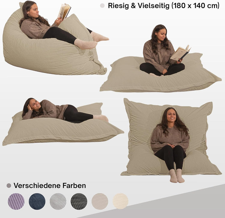 bananair - Sitzsack XXL aus Cordstoff Breit Gerippt für Kinder und Erwachsene - Weich und Bequem - M