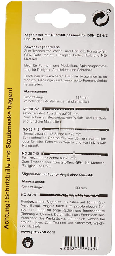 Proxxon 28745 Standard-Feinschnitt-Sägeblätter mit Querstift fein verzahnt, 12 Stück (Packung mit 3)