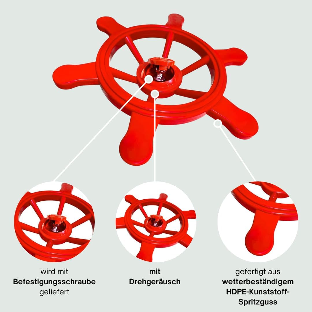 h2i Steuerrad Spielturm & Spielhaus | Piraten Steuerrad aus wetterfestem Kunststoff | bewegliches Sp
