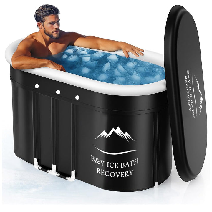 B&Y Ovales Eisbad, Faltbare Badewannen Erwachsene, Isolierte Eistonne für Innen und Aussenbereich, K
