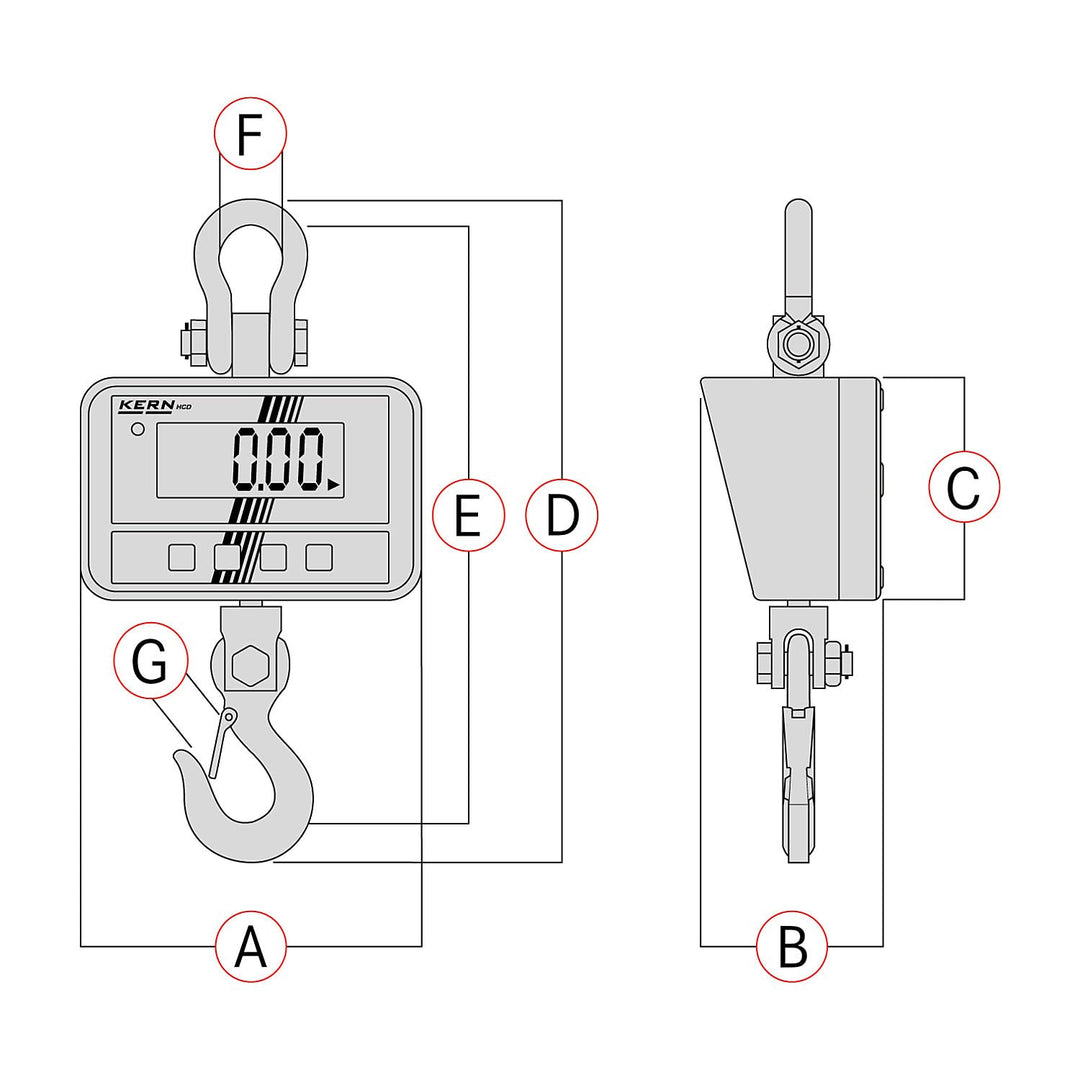 Kern HCD 300K-2D Kranwaage Wägebereich (max.) 300kg Ablesbarkeit 50g batteriebetrieben Mehrfarbig
