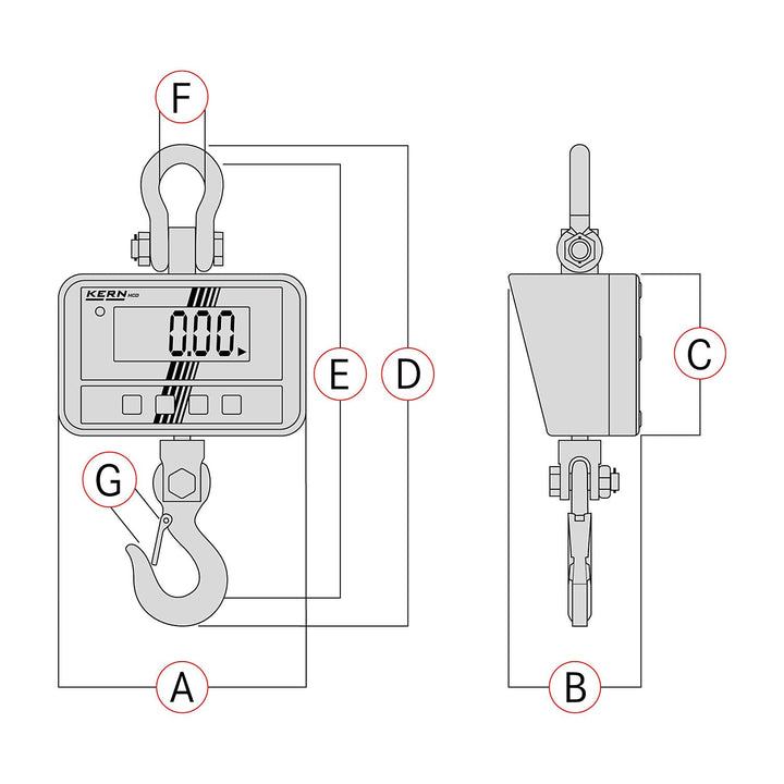 Kern HCD 300K-2D Kranwaage Wägebereich (max.) 300kg Ablesbarkeit 50g batteriebetrieben Mehrfarbig