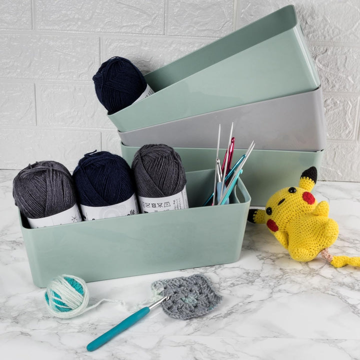 #11 12x Ordnungsboxen - 10 cm hoch - grün - 30x10x10cm - 2 Liter - Ordnungskorb - Schubladenorganize