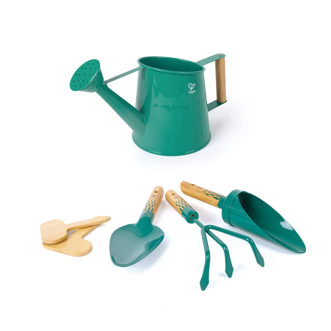 Hape Nature Fun Gartenwerkzeug-Set mit Giesskanne, Kelle, Harke und Schaufel, ab 4 Jahre