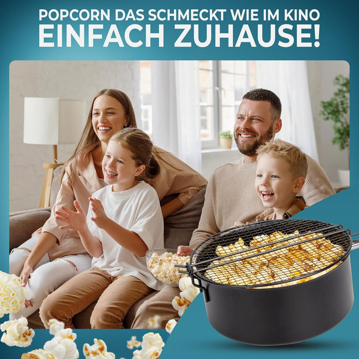 Popcorn Maker Lagerfeuer aus hochwertigen Karbonstahl & Sicherheitsgriff, Outdoor Popcorn-Pfanne für