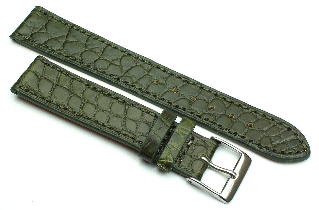 18mm Echt Alligator Klassik handgemacht in Deutschland Uhrenarmband Olive