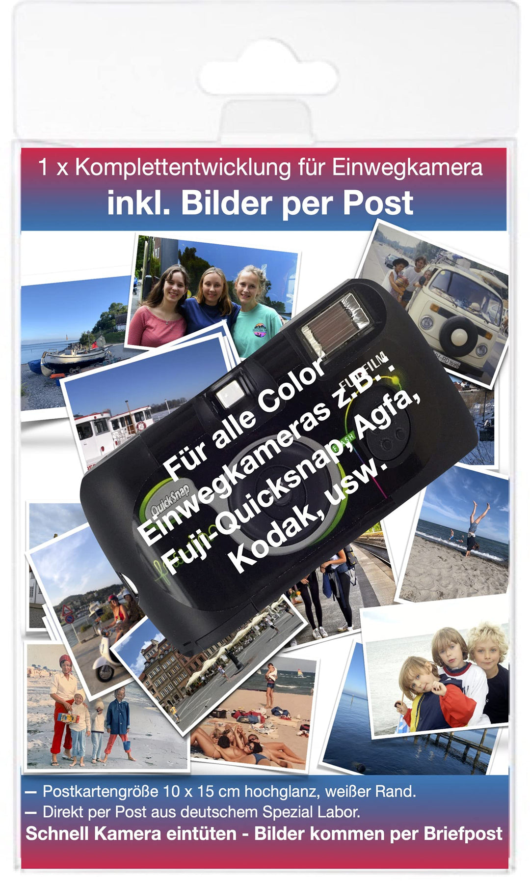 Farb Foto Komplett Entwicklung per Post - für Single Use- Einwegkamera bis zu 36 Bilder 10x15 Postka