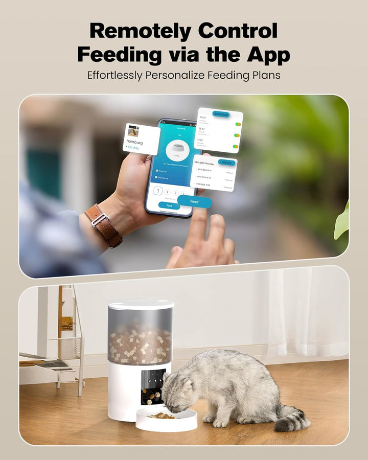 Futterautomat Katze Katzenfutter Automat WiFi: Futterspender Katze mit Massgeschneidert Zeitplan - A