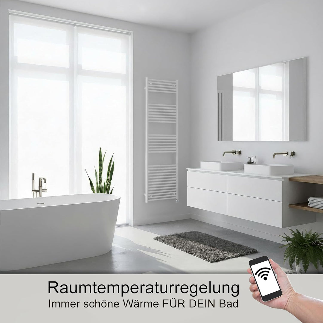 anapont elektrischer Badheizkörper 1775x400 - WiFi APP -weiss gerade - Handtuchheizkörper - Badheizu