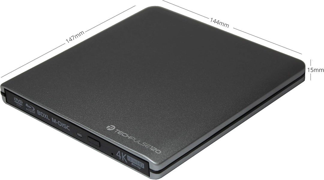 techPulse120 portables USB 3.0 4K UHD 3D M-Disc BDXL HDR10 Laufwerk Blu-ray Brenner Burner Superdriv