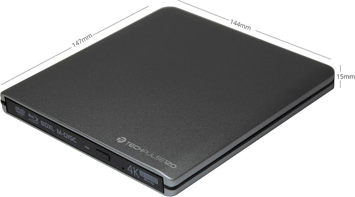 techPulse120 portables USB 3.0 4K UHD 3D M-Disc BDXL HDR10 Laufwerk Blu-ray Brenner Burner Superdriv