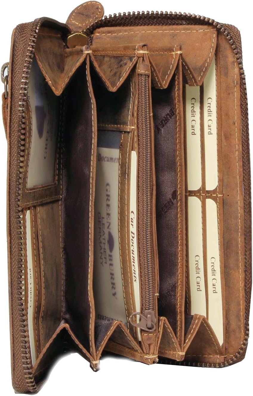 Greenburry Damen Leder-Portmonee mit Hunde-Motiv Hovawart l Geschenkidee für Hundefreunde I Leder Ho
