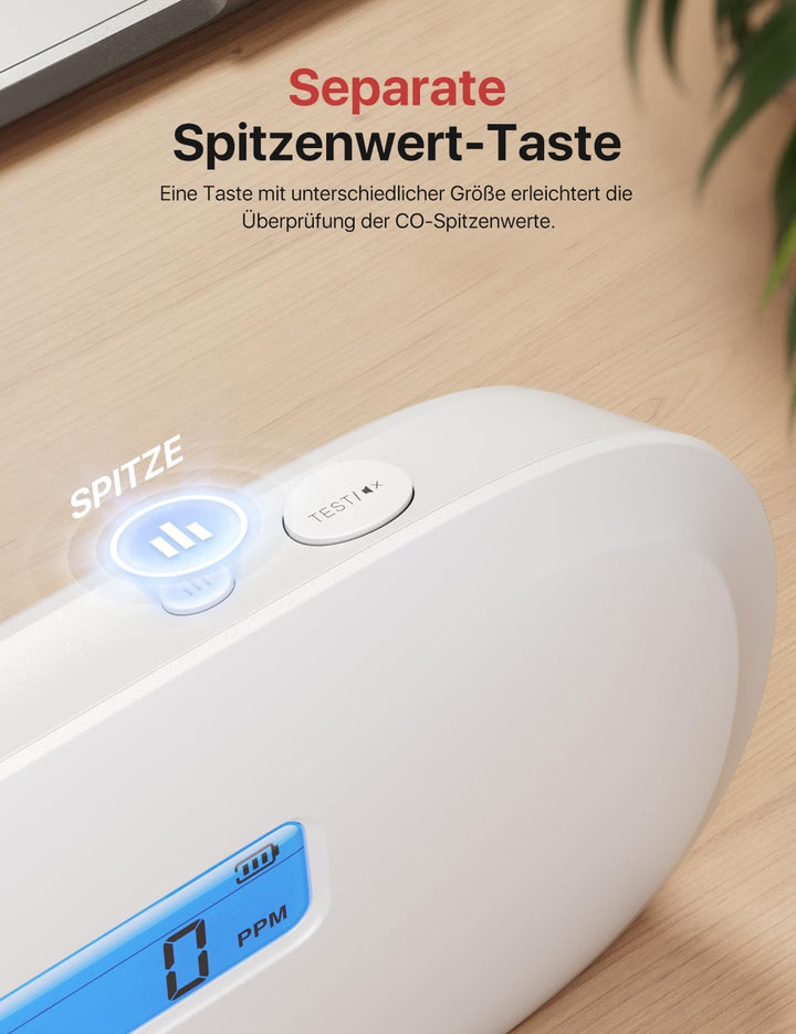 X-Sense Kohlenmonoxid Melder, 10 Jahre Sensor, CO Melder mit austauschbarer Batterie und digitalem D
