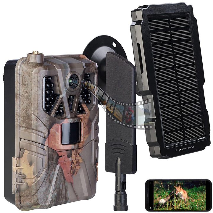VisorTech 4G-Solar-Wildkamera: 4G/LTE-Akku-Wildkamera mit 2K-Auflösung und Akku-Solarpanel, 5.000 mA