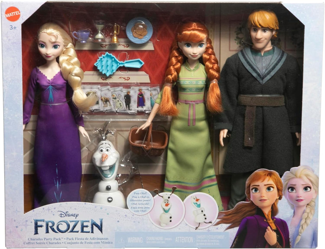 DISNEY Frozen Die Eiskönigin - Party Set mit beweglicher Anna, Elsa und Kristoff Puppen, Schneemann