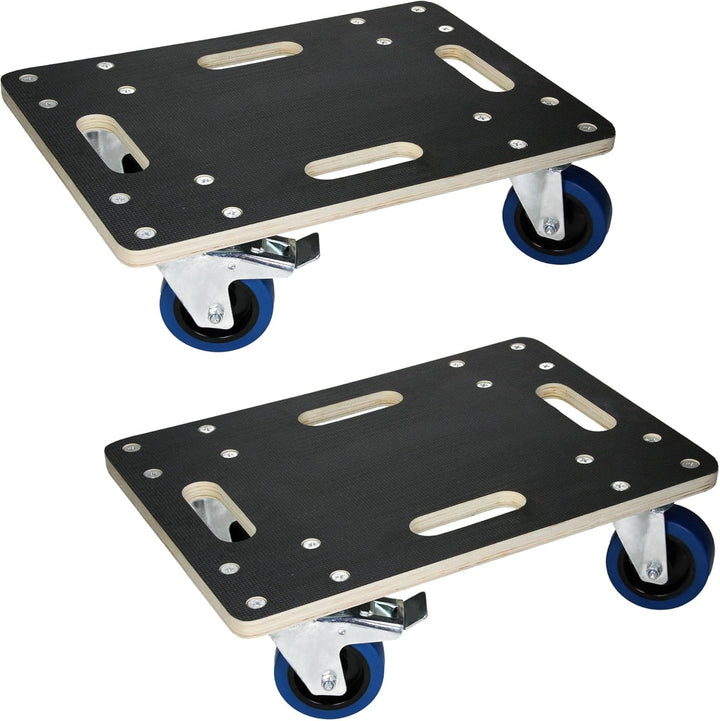 ECD Germany 2er Set Transportroller mit 2X Feststellbremse, 35x50 cm, 800kg Siebdruckplatte, PP-Räde